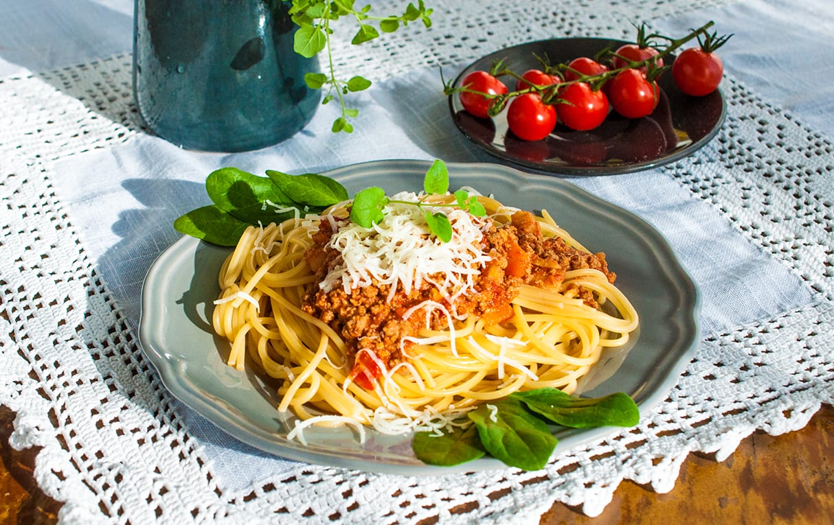 Recept na špagety Bolognese.