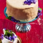 Medová torta s karamelovou plnkou a s fialkami
