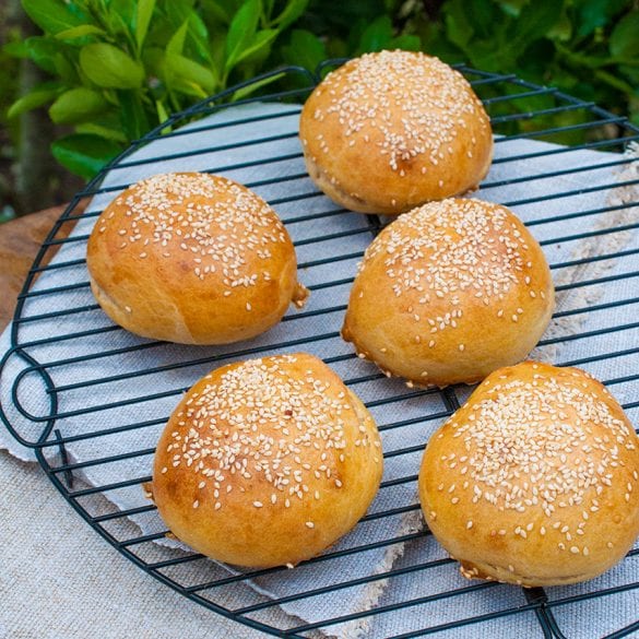 domáce kváskové hamburger žemle