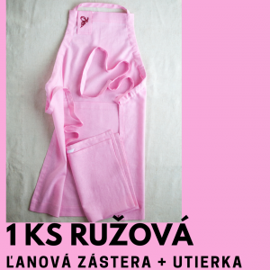 Ružová ľanová zástera a utierka