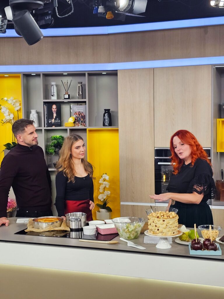 hruškový koláč v televíznej relácii Teleráno.